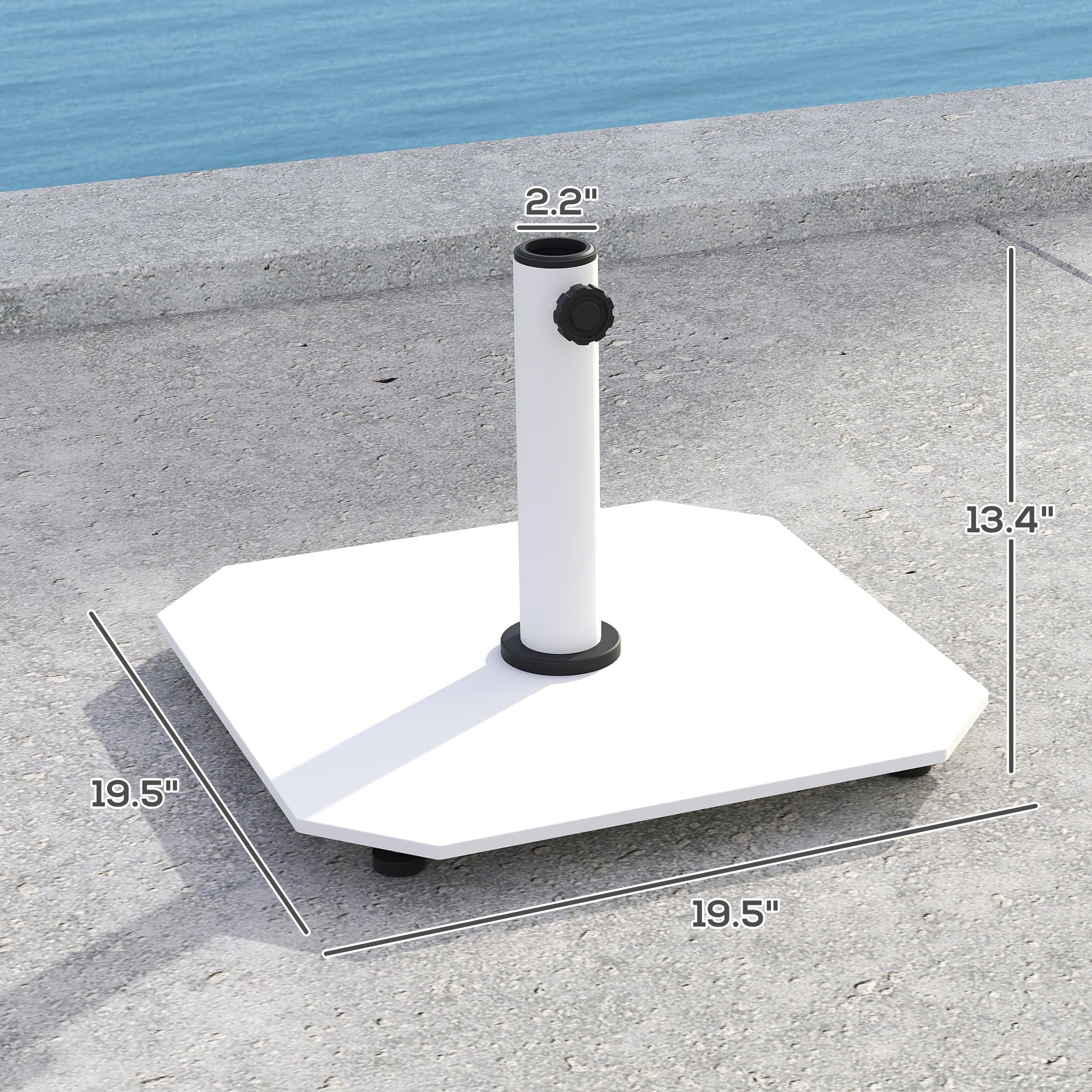 Outsunny Square Patio Umbrella Base, 41 lbs Metal Umbrella Stand Base with Adjustable Pads, Patio Umbrella Holder for 1.3"/1.5"/1.9" Poles, White