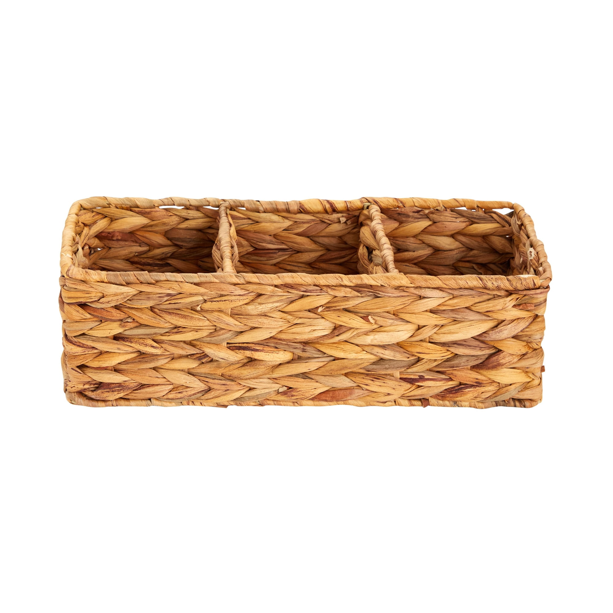 Farmlyn Creek 2 Pack Decorative Water Hyacinth Storage Baskets with 3  Compartments for Bathroom, Laundry Room, Nursery