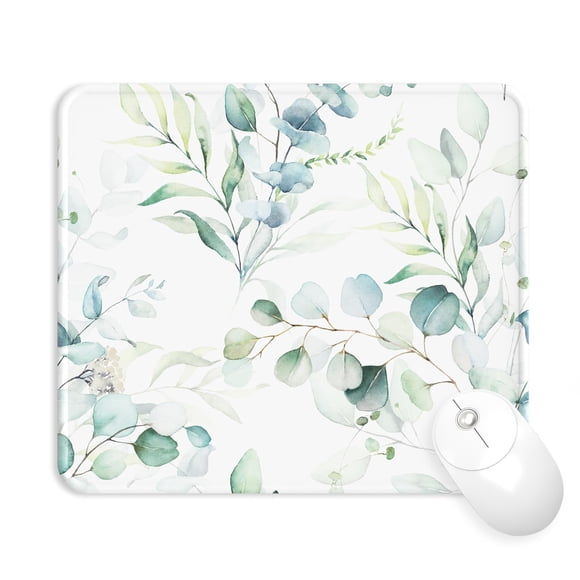 Mouse pad eulps con borde cosido, antideslizante, lavable, diseño de hojas