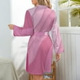 thumbnail image 6 of Abstract Vector Pink Wave Night Robe Long Sleeve V Neck Robe With Belt Women's Sleepwear Dresses, 6 of 9