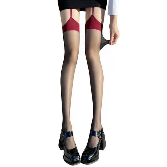 xiaxaixu Women Sheer Suspender Pantyhose, Lingerie Thigh High Stockings Lace Pattern Garter Tights