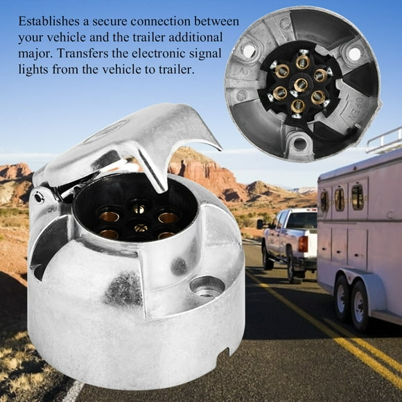 7 Pin Trailer Plug, 12V Aluminium Brass 7 Way Trailer Plug 7 Pin Trailer Connector Easy Installation for Trailer Caravan Towing Towbar