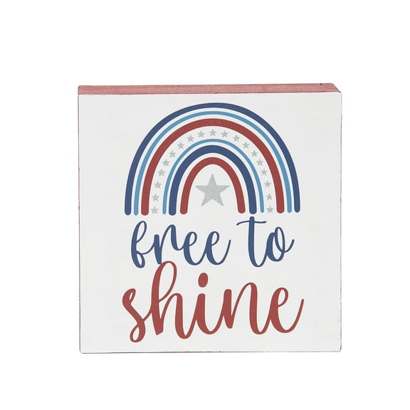 "Free to Shine" Rainbow Decorative Shelf Block Figurine 4.75"