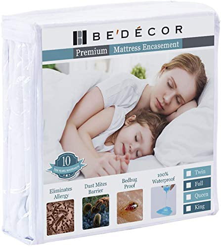 Breathable and Cooling Protector Degrees of Comfort Zippered Waterproof Mattress Encasement Queen Size 3M Scotchgard Stain Resistant Cotton Cover with Deep Pocket 6-8'' Inch