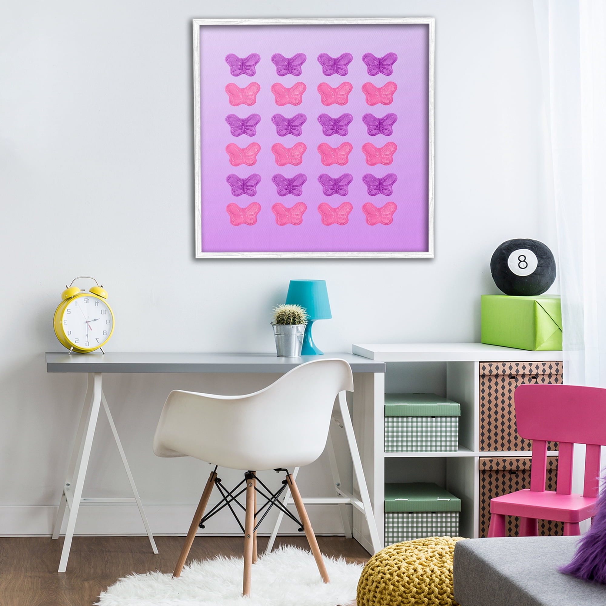 Stupell Industries Purple & Pink Butterfly Candies White Framed Giclee Art, design by LISH Creative