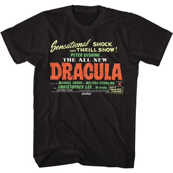 Hammer Horror Dracula Shock And Thrill Black Adult T-Shirt 2Xlt