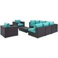 thumbnail image 3 of Modway Convene 8 Piece Outdoor Patio Sectional Set in Espresso Turquoise, 3 of 8