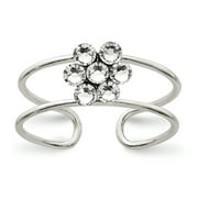 Primal Silver Sterling Silver Cubic Zirconia Flower Toe Ring