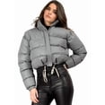 thumbnail image 3 of Veste Matelassée Courte pour Femmes, Manteau d'Extérieur, Gris Argenté, L, 3 of 7