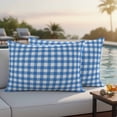 thumbnail image 5 of Outdoor Waterproof Pillow Covers Light Blue Gingham Check Decorative Throw Pillow Protectors,Pillowcase Cushion Cases for Patio Sofa Garden Couch,20x12in,Pack of 2, 5 of 14