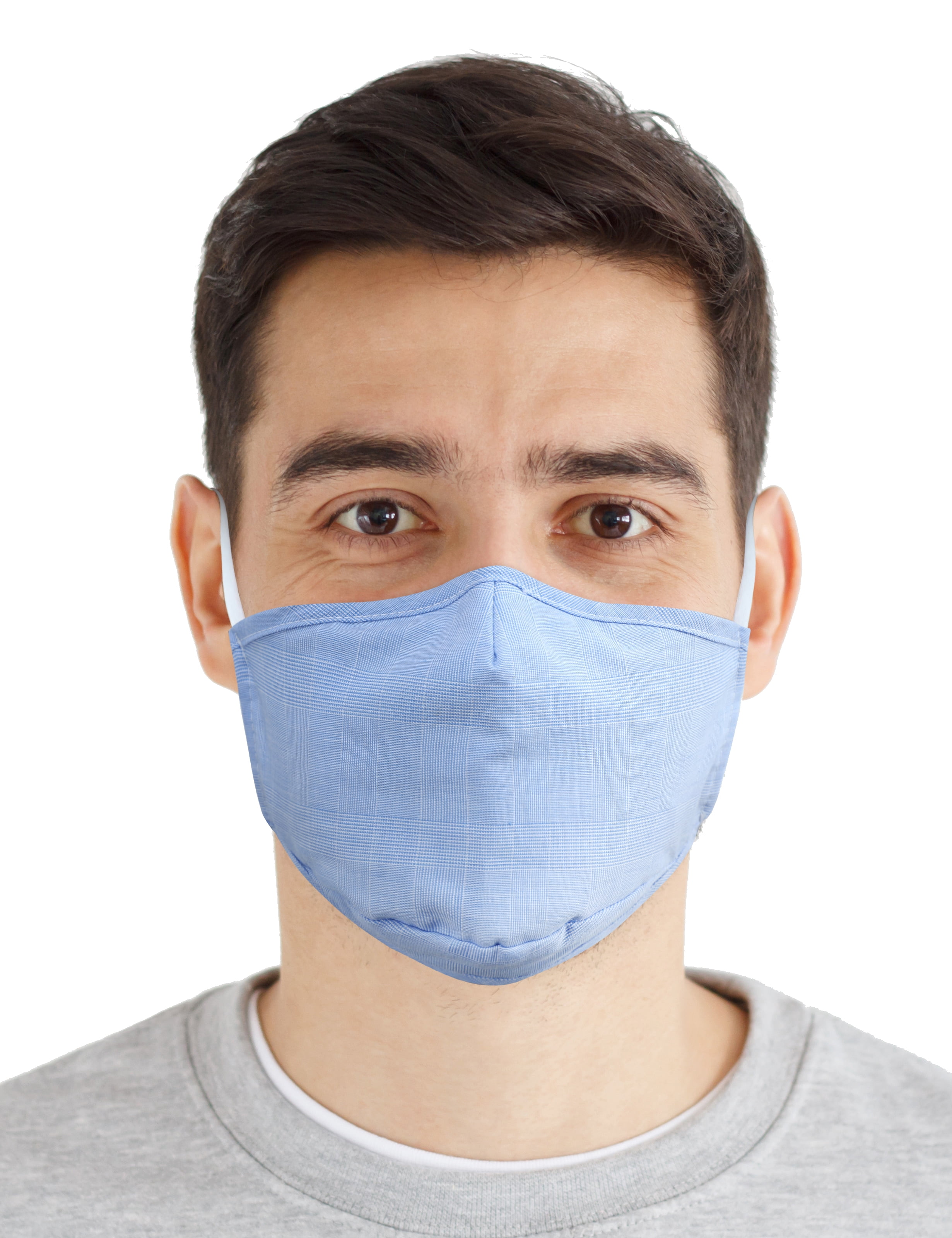 Fabric Face Mask Washable with Carbon Filter PM2.5 - Reusable Cloth Face  Mask - Self Plaid Blue [Single Pack] - Walmart.com