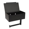thumbnail image 1 of CAJA DE SOPORTE DE PAPEL HIGIÉNICO, Free Free Free Instalo de Montura de Pared Dispensador de Toallitas para El Inodoro Negro Con Estante para El Binado, 1 of 7
