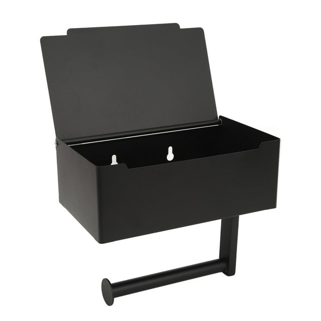 CAJA DE SOPORTE DE PAPEL HIGIÉNICO, Free Free Free Instalo de Montura de Pared Dispensador de Toallitas para El Inodoro Negro Con Estante para El Binado