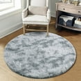 thumbnail image 5 of HOMERRY Round Rugs 5ft Shag Indoor Plush and Thick Faux Fur Shag Rug Non-Slip Carpet for Living Room, Light Gray, 5 of 5