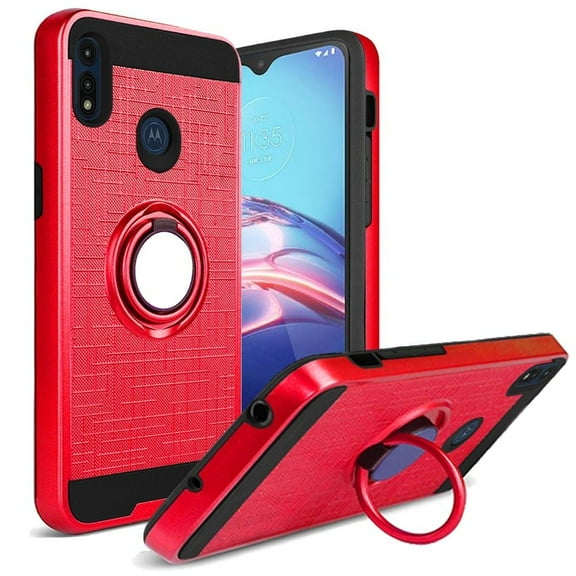 GSA Magnetic Ring Kickstand Hybrid Case for Motorola Moto E 2020 Red