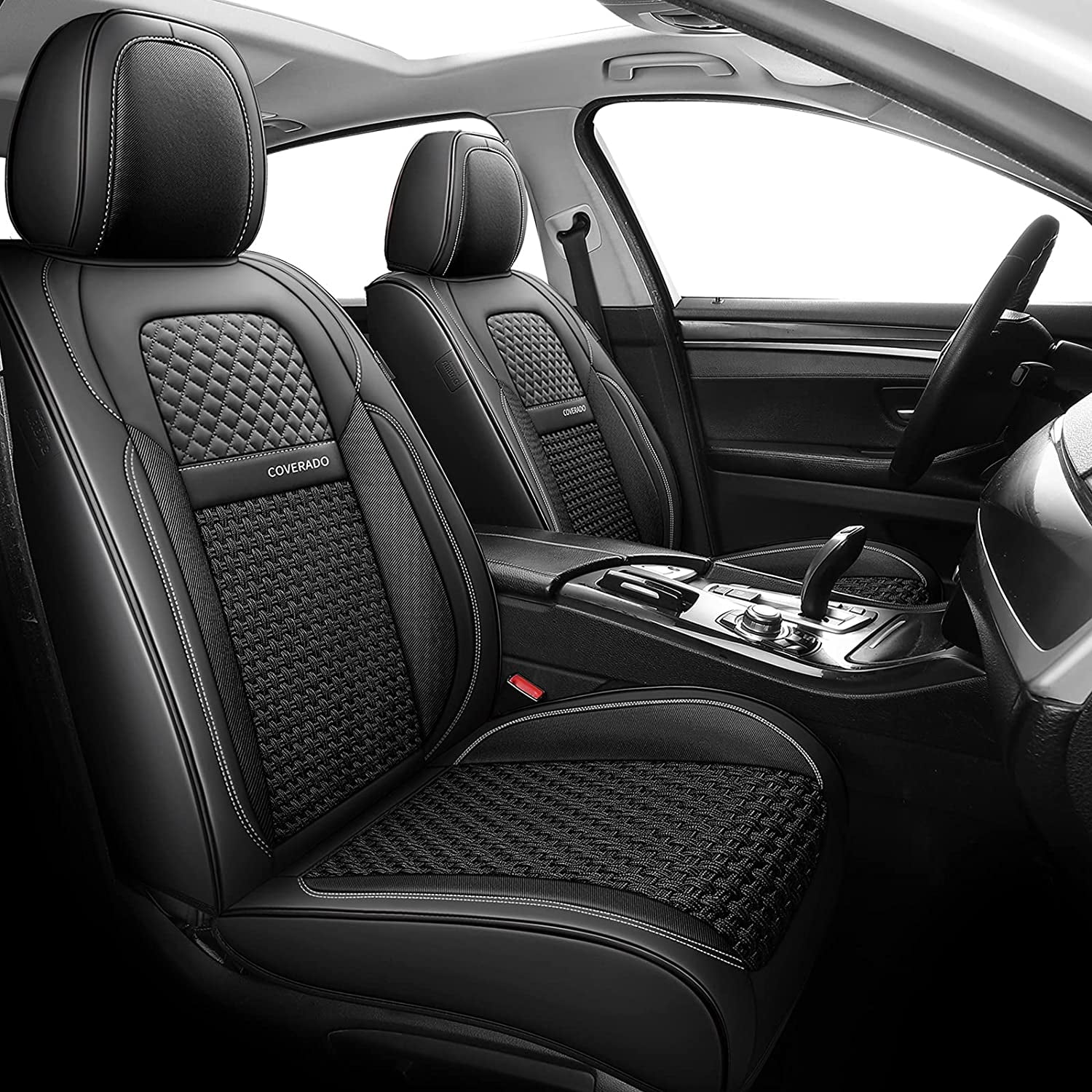 Car seat covers fit Audi Q3 full set black leatherette/polyester 