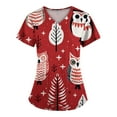thumbnail image 2 of Hearthz Christmas Scrub Tops Plus Size Stretch Scrub Top for Woman V Neck Short Sleeve Nurse Uniforms with Pockets S-5xl, 2 of 4