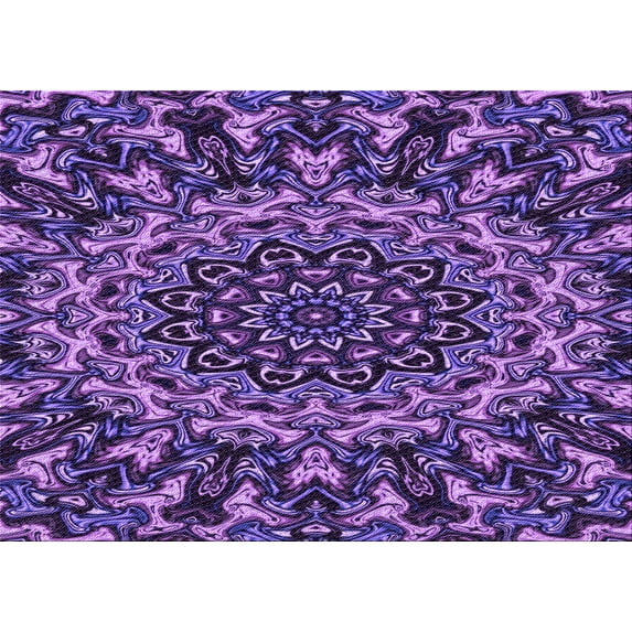 Ahgly Company Machine Washable Indoor Rectangle Transitional Purple Area Rugs, 6' x 9'