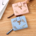 thumbnail image 3 of Cartera de mujer con diseño de hojas cortas y pliegues, monedero de moda coreana con agujeros para mujer, tarjetero, 3 of 5