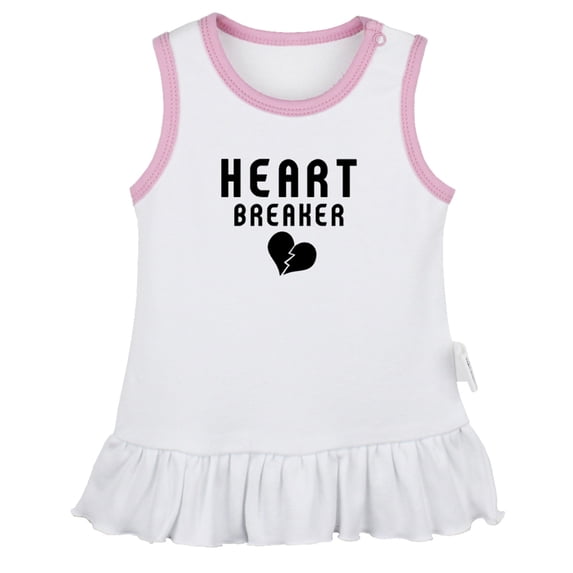 Heartbreaker Funny Dresses For Baby, Newborn Babies Skirts, Infant Princess Dress, 0-24M Kids Graphic Clothes (White Sleeveless Dresses, 0-6 Months)