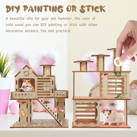 Eease Hamster Playground Climbing Toys Wooden Activity Set for Small Pets 2pcs