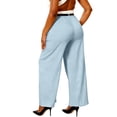 thumbnail image 4 of Women's High Waisted Wide-Leg Business Trousers - Straight-Leg Office Pants with Belt, Light Blue Size XXL, 4 of 6