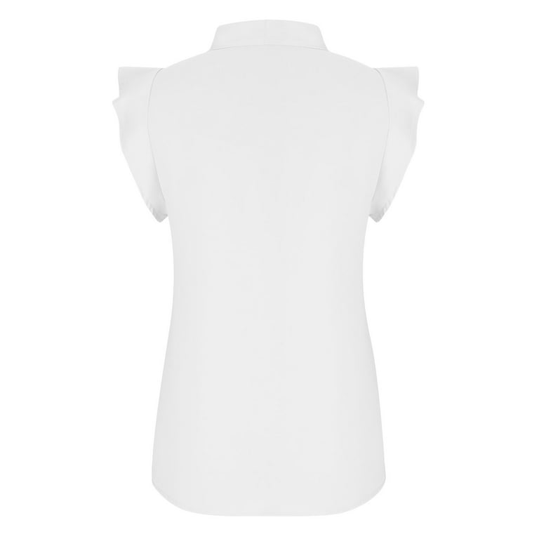 RQYYD Clearance Womens Bow Tie Neck Business Blouses Work Ruffle Sleeveless  Shirts Summer Casual Office Elegant Tank Tops(White,M)