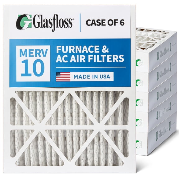 6 Pack of 18x24x4 MERV 10 Pleated 4" Inch Air Filters by Glasfloss. Actual Size: 17-1/2 x 23-1/2 x 3-3/4