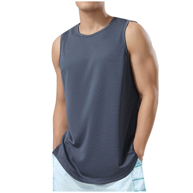 Top de Cuello Redondo sin Mangas de Deporte Casual de Color Sólido, Poliéster Toda la Temporada