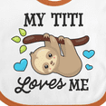 thumbnail image 4 of Inktastic My Titi Loves Me with Sloth and Hearts Boys or Girls Baby Bib, 4 of 4