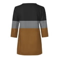 thumbnail image 4 of Inverlee Women's Color Block 3/4 Sleeve Tops Half Zip Casual Trendy V Neck Tees Daily Loose Fit Summer Blouses Khaki S, 4 of 5