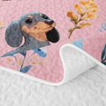 thumbnail image 5 of Homewish Cute Dachshund Dog Twin Quilt Set,Lovely Floral Leaves Twin Coverlet Set,Pink,2 Pieces, 5 of 7