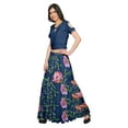 thumbnail image 2 of Moomaya Printed Rayon Cold Shoulder Crop Top And Skirt Ethnic Set For Women, 2 of 6