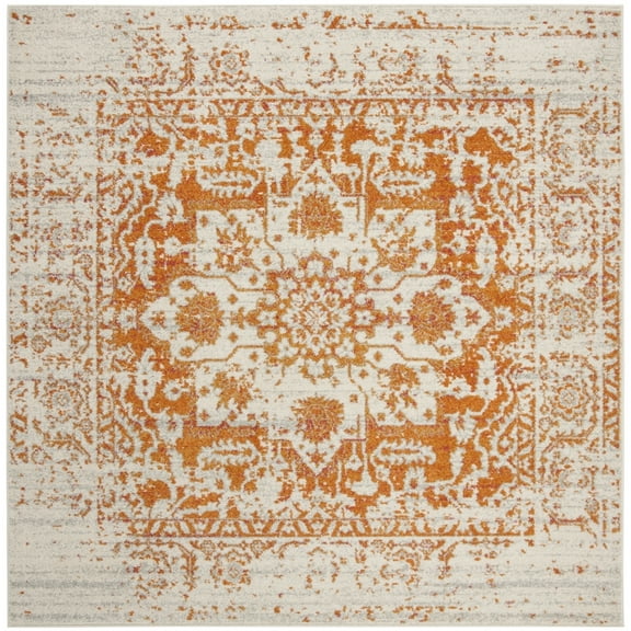 SAFAVIEH Madison Katina Traditional Area Rug, Orange/Ivory, 6'7" x 6'7" Square