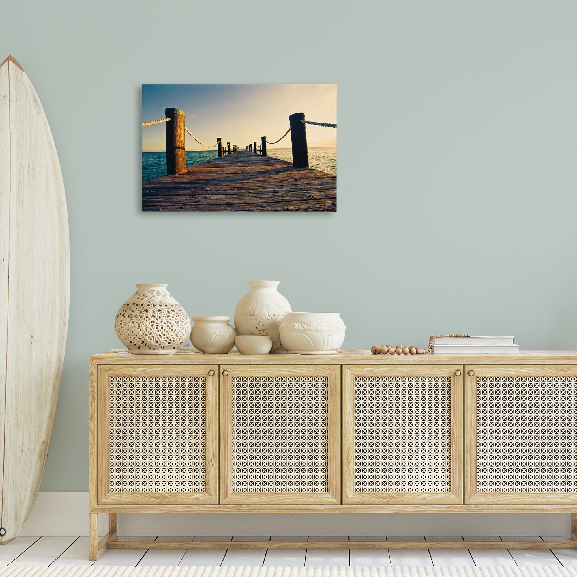 Stupell Industries Summer Coastal Dock Coastal Photography Gallery Wrapped Canvas Art Print Wall Art, 30 x 20