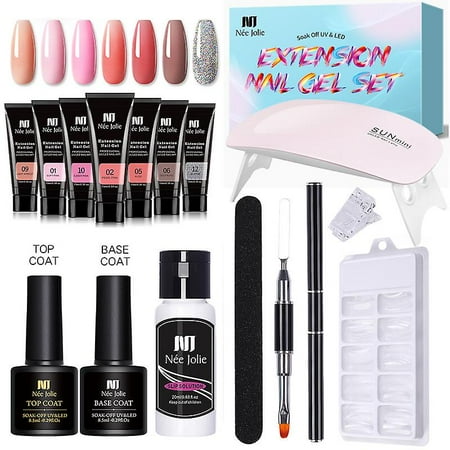 Extension Gel Nail Kit Nail Enhancement Gel 7 Colors Pink Nude All In