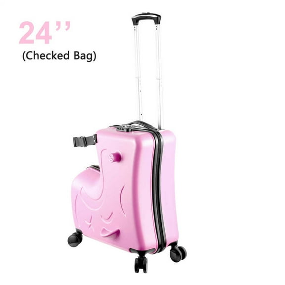 ZIHUI Kids Luggage, Rider 24" Ride-on Suitcase for Kids with Double Spinner Wheels, Carry On Trolley Luggage with Password Lock