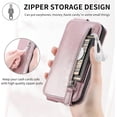 thumbnail image 5 of Zipper Wallet Case for Apple iPhone 13, PU Leather [Card Holder Slot Handbag] with Adjustable Kickstand Flip Phone Cover for Apple iPhone 13 Rose Gold, 5 of 14
