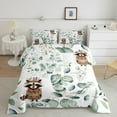 thumbnail image 2 of Erosebridal Cute Raccoon King Bedding Sets Green Eucalyptus Comforter Set, Woodland Animal Duvet Insert Botanical Plant Leaves Down Comforter, Cartoon Wildlife Bedding Comforter Sets, 2 of 6
