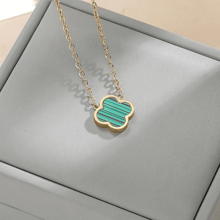 SHEZEMAO 18K Gold Plated Clover Necklace Clover Necklace Flower