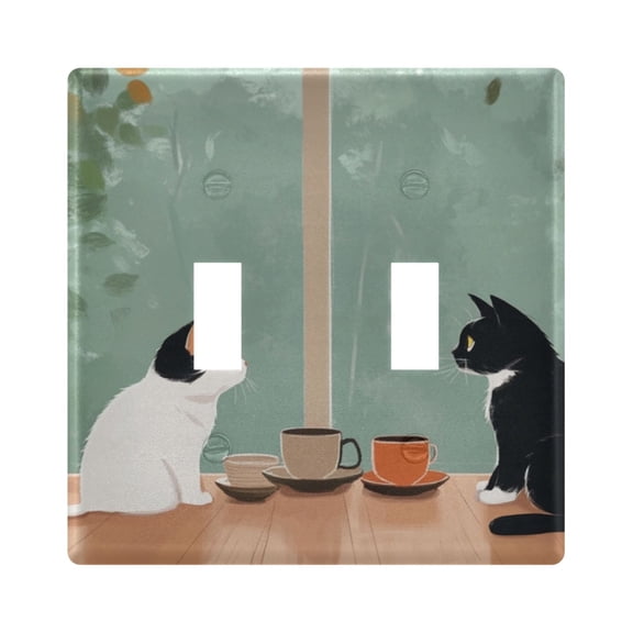 Light Switch Cover Coffee Cat Plates Faceplate Decorative Switch Plate for Bedroom Home Decor