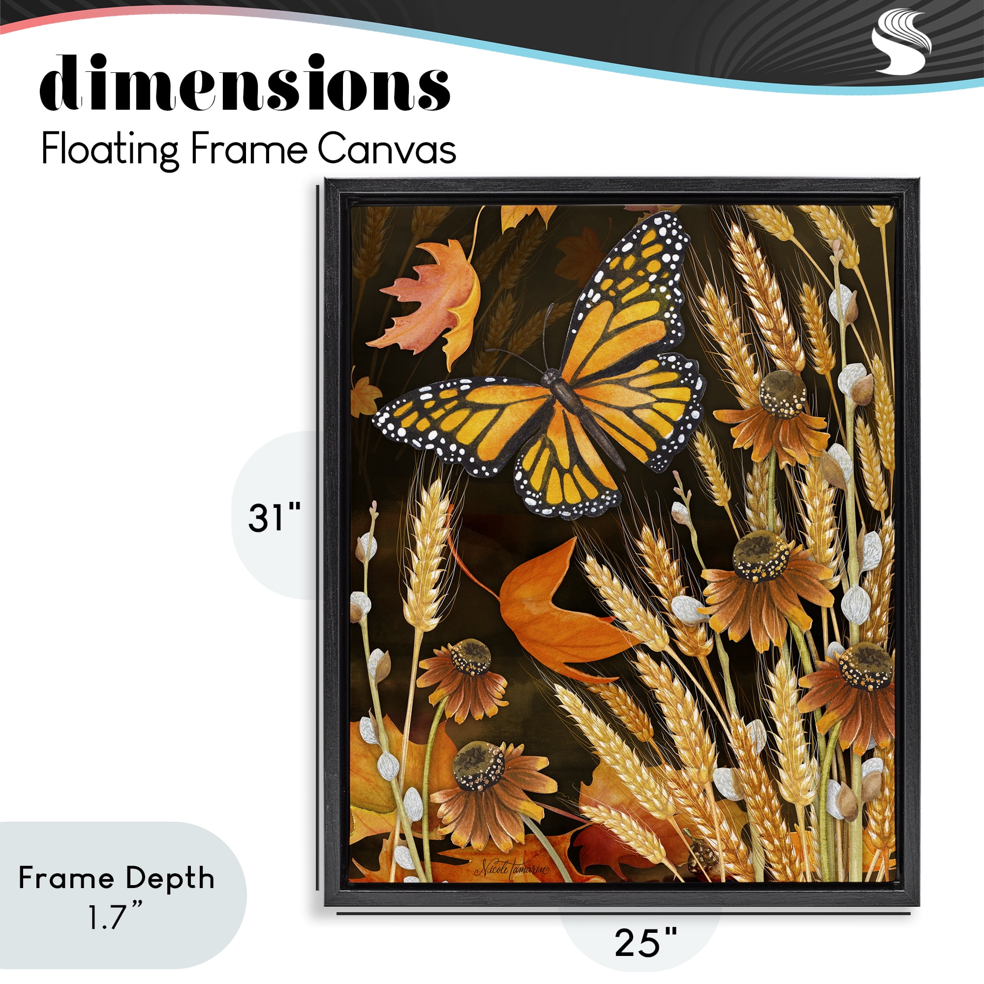 Stupell Industries Fall Motif Midnight Garden Black Framed Floater Canvas Wall Art, design by Nicole Tamarin