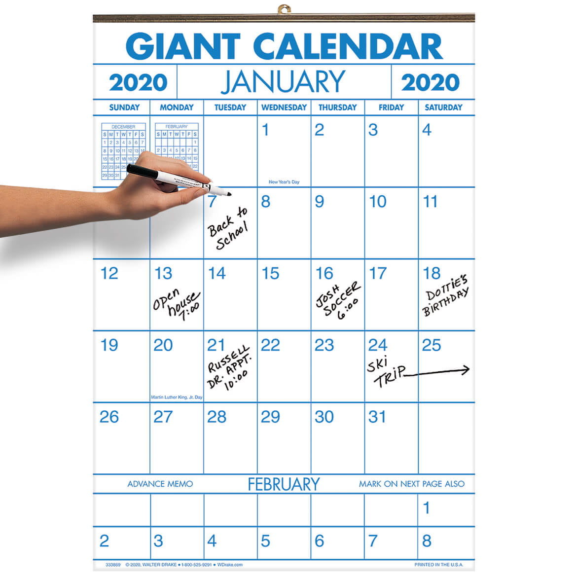 WHSmith 2021-2022 A2 Size 12 Month Wall Calendar Planner Office Organiser 