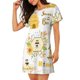 thumbnail image 2 of Easygdp Farm Bee Cute Honey Camisón de manga corta para mujer, informal, estampado, 2 of 6