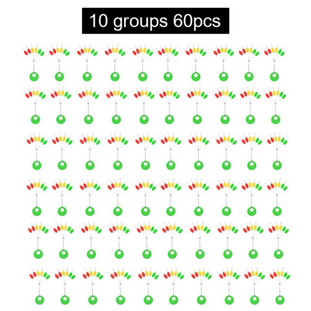 10 juegos/60 uds. Tapón de frijol espacial de línea de pesca de oliva colorido (grande en forma de oliva)