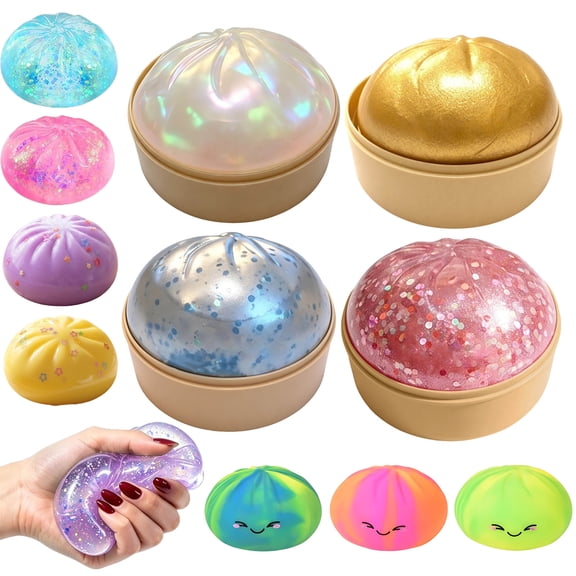 UALSRZL Dumpling Stress Toys, Soft Stretchy Anxiety Relief Dumpling Toy, Toy Dumpling for Party Favors Birthday Gifts Desk Toys, White