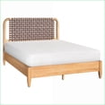 thumbnail image 6 of Queen Size Solid Wood Bed Frame with Woven Faux Leather Headboard, Caramel Maple for Master Bedroom, 6 of 10
