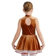 thumbnail image 4 of Doomiva Kids Girls Christmas Dance Dress Xmas Gingerbread Man Roleplay Dress Up Ballet Velvet Dance Tutu Dress Party Brown 14, 4 of 7
