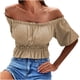 thumbnail image 1 of Moda mujer verano manga corta Color sólido Sexy un hombro señora blusa Tops Fridja  ghk7287, 1 of 3
