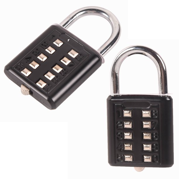 DAWOT 2x Combination Locks 10 Digit Push Button Combination lock Travel